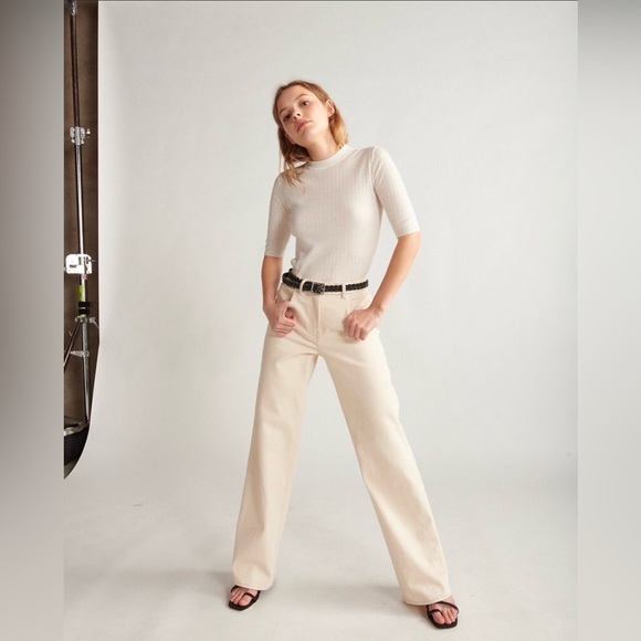 Thakoon High-Waisted Ecru Denim Pant - Picture 2 of 8